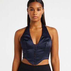 Privey Black Halter Crop Top Women’s Size Large